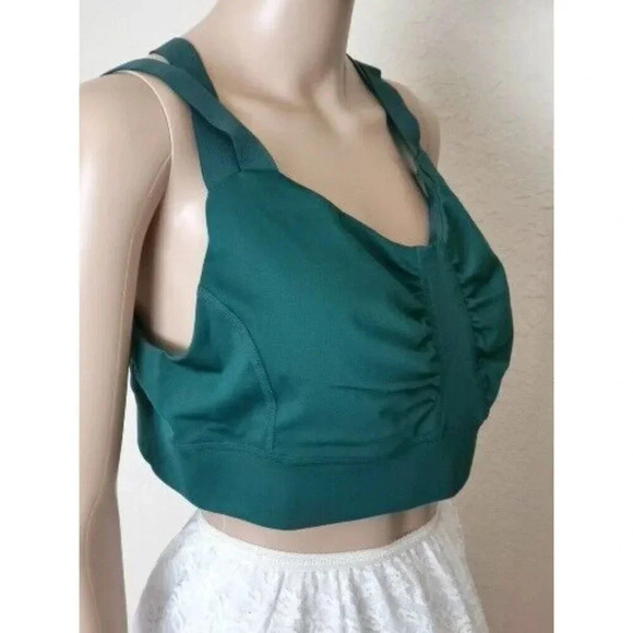 Zuda Z-Stretch Medium Impact Sports Bra with Ruching-Evergreen A388463 Size L - Picture 3 of 7